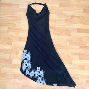 LIZ MINELLI Brown Cowl Neck Asymmetrical Halter Dress
